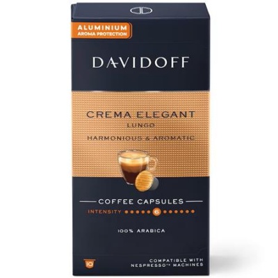 Kávékapszula, 10 db, DAVIDOFF "Crema Elegant Lungo"