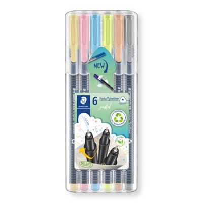 Tűfilc készlet, 0,3 mm, STAEDTLER "Triplus® 334", 6 különböző pasztell szín