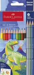 Színes ceruza készlet, hatszögletű, FABER-CASTELL"Dinoszaurusz" 10+3 különböző szín